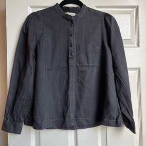 NWT Madewell Denim Collarless Popover Shirt in Shrader Wash